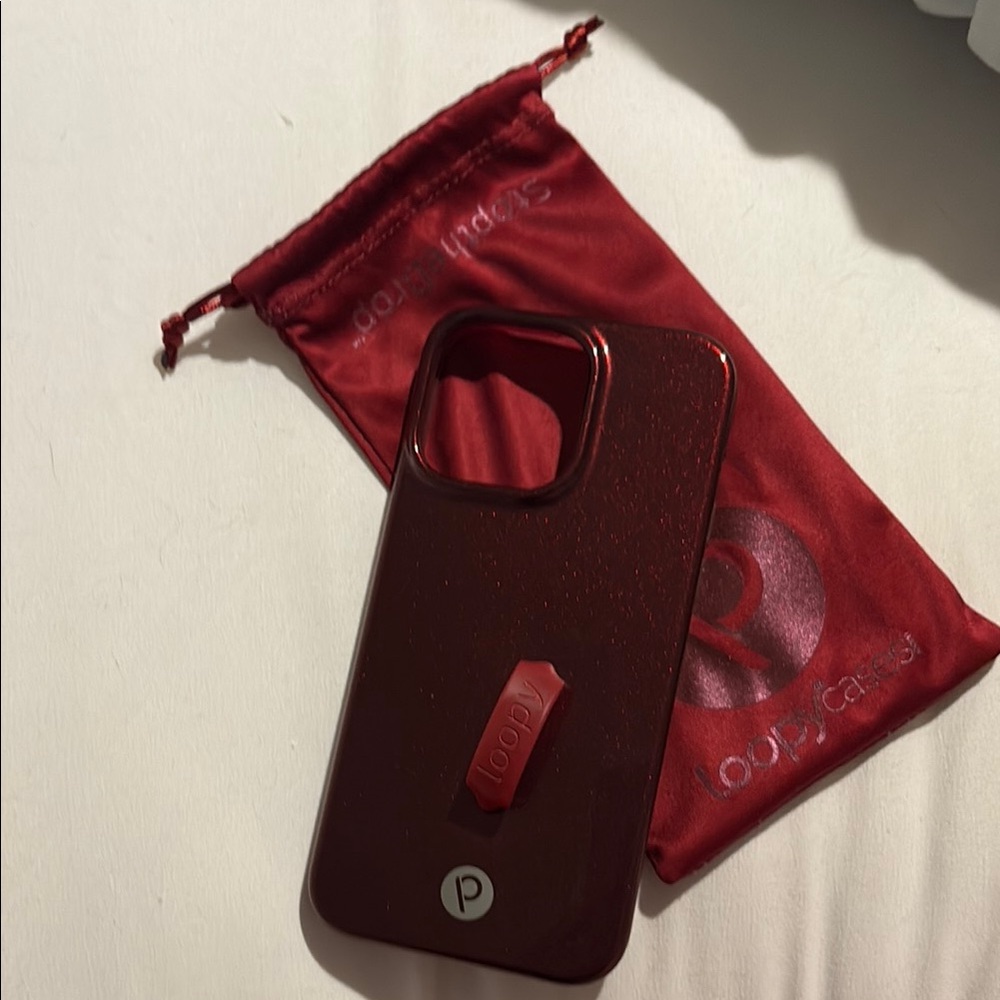 iPhone 14 Pro Max Loopy Case Red Sparkle Protective Phone Case